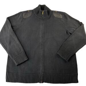 Lauren Ralph Lauren Black Combat Sweater Full Zip Women's size 1X Cotton Knit